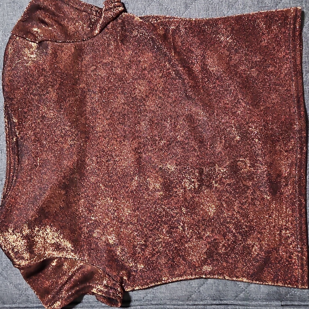 Vintage 90s Selena Shimmering Bronze Short Sleeve Top Medium - Picture 5 of 9